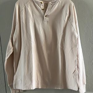 Reel Legends Men’s light cream beige long sleeved half button Henley (M)